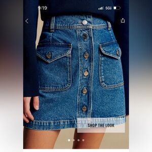 Sezane Bettie Skirt Deep Blue - Size 4